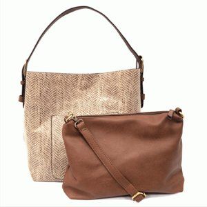 Bucket-style Bag 2-for-1 in Natural / Brown